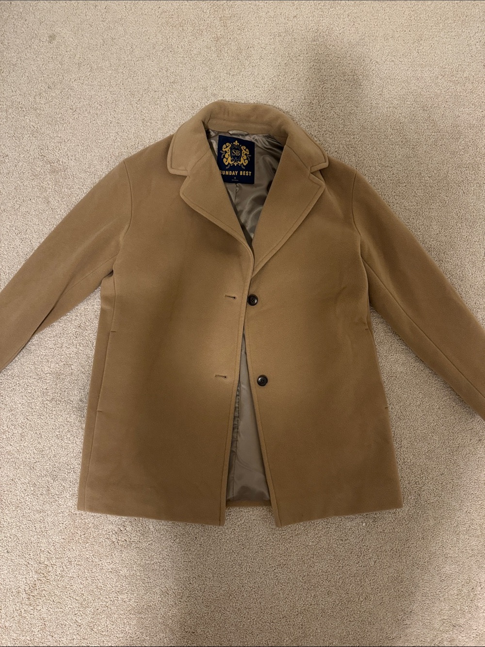 Sunday Best women’s Camel Wool Pea Coat